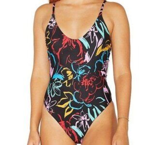NWT! Hurley Multi Color Painterly Print Low Back One Piece Swimsuit NEW!